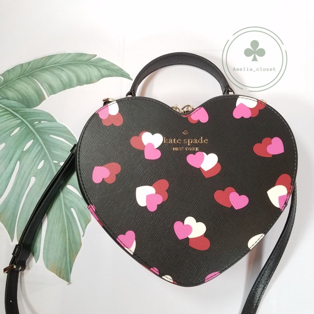 NWT Kate Spade New York Love Shack flutter black Pink hearts printed Heart